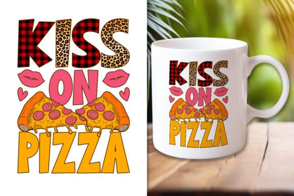 Kiss on Pizza Valentine's Day Design