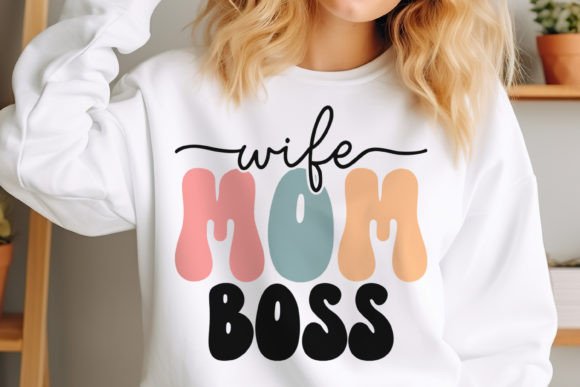 Retro Mother's Day SVG, Wife Mom Boss