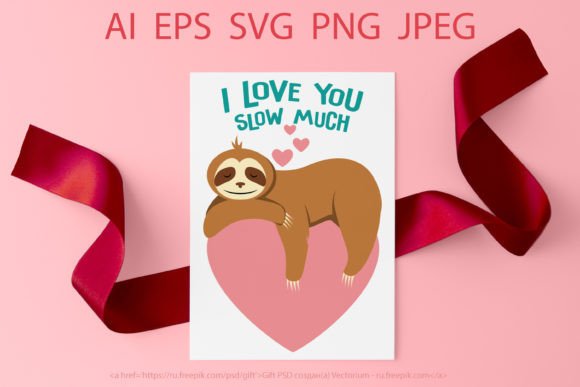 Valentines Day SVG.Cute Sloth with Heart